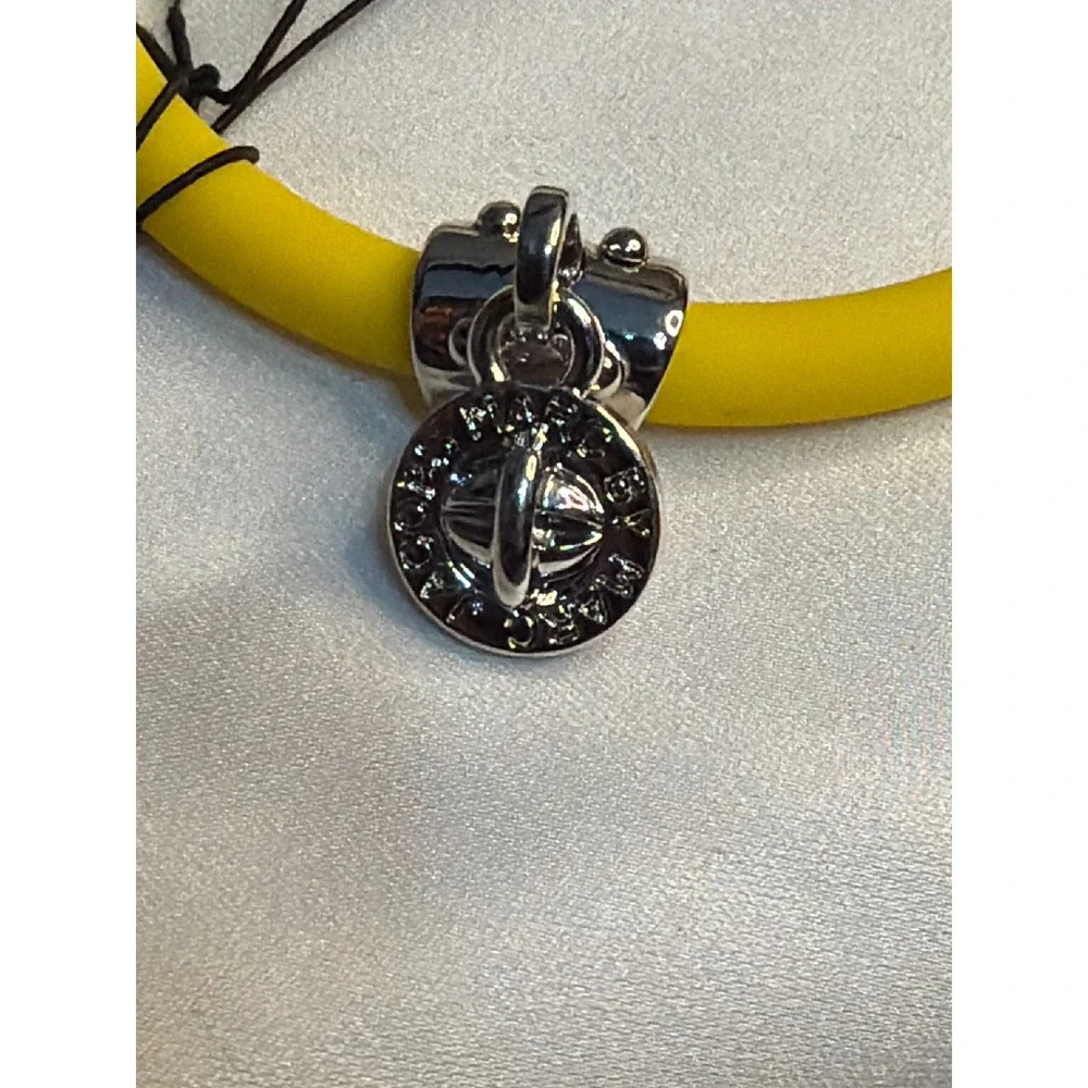 Marc by Marc Jacobs Yellow Rubber Bangle Bracelet Silver Turnlock Charm NWT